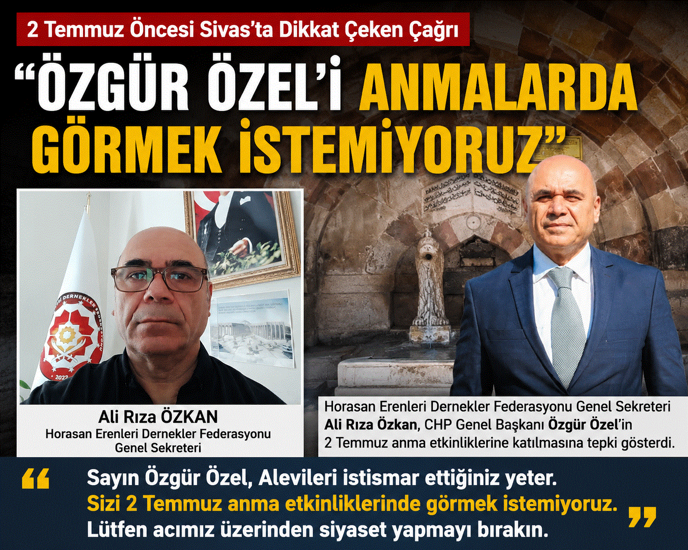 2 Temmuz öncesi Sivas'ta dikkat çeken çağrı: